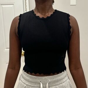 Zara Black Scalloped Edge Tank Top